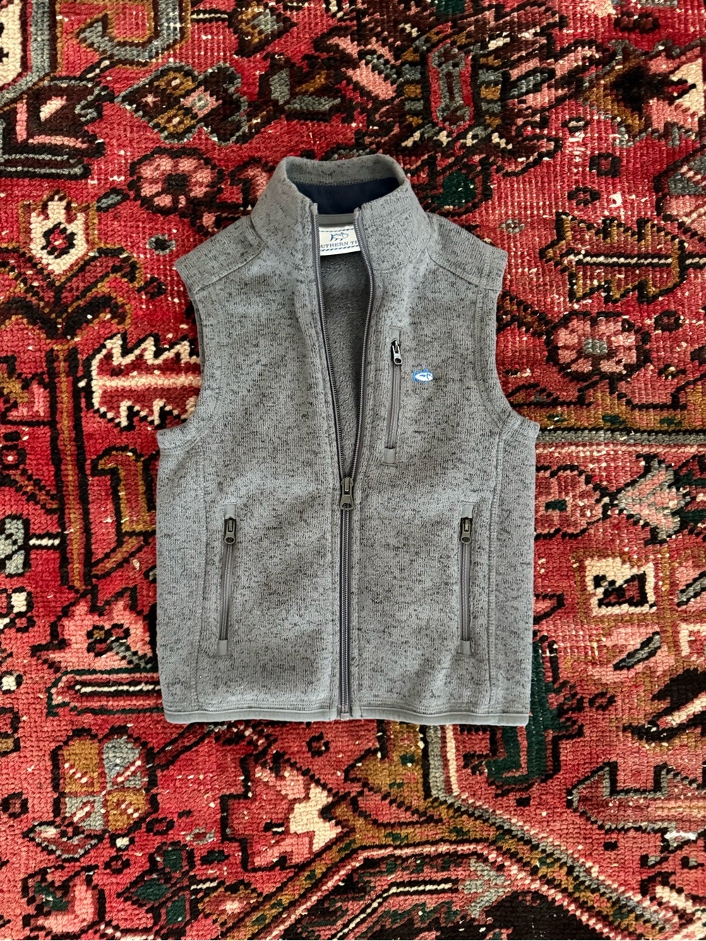Southern Tide Gray Fleece Zip Vest